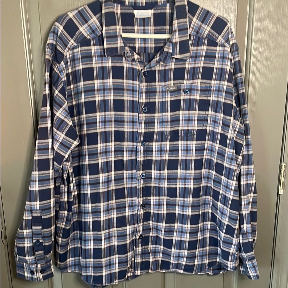 Columbia Men's Blue Plaid Shirt XXL